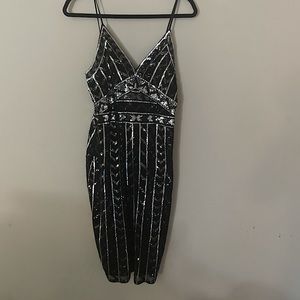 Express Black and Silver Sequin Dress